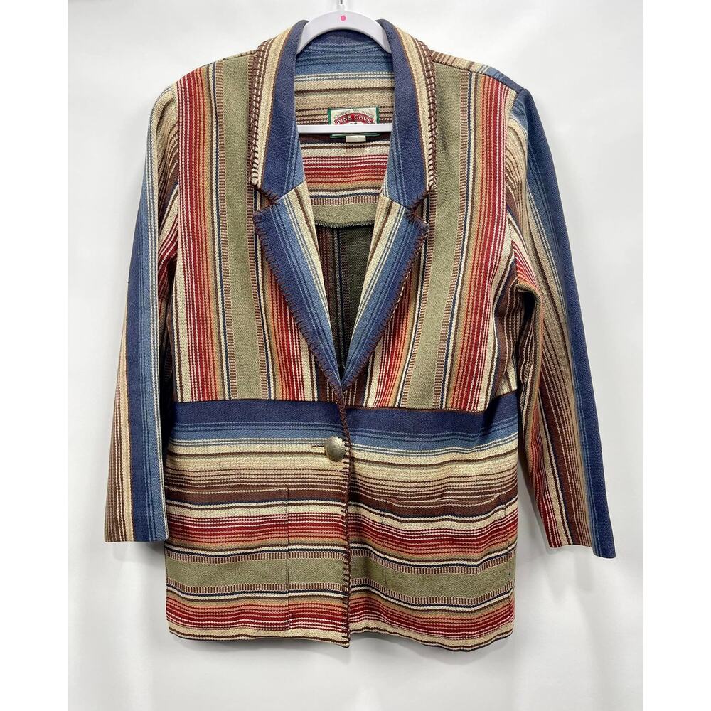 VTG Pine Cove Southwest Stripe Jacket Blazer Wms Medium Earthy Artsy Western 90s